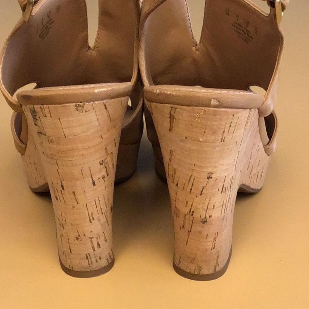 Franco Sarto Tan Wedge Slingback Sandals - Picture 3 of 5